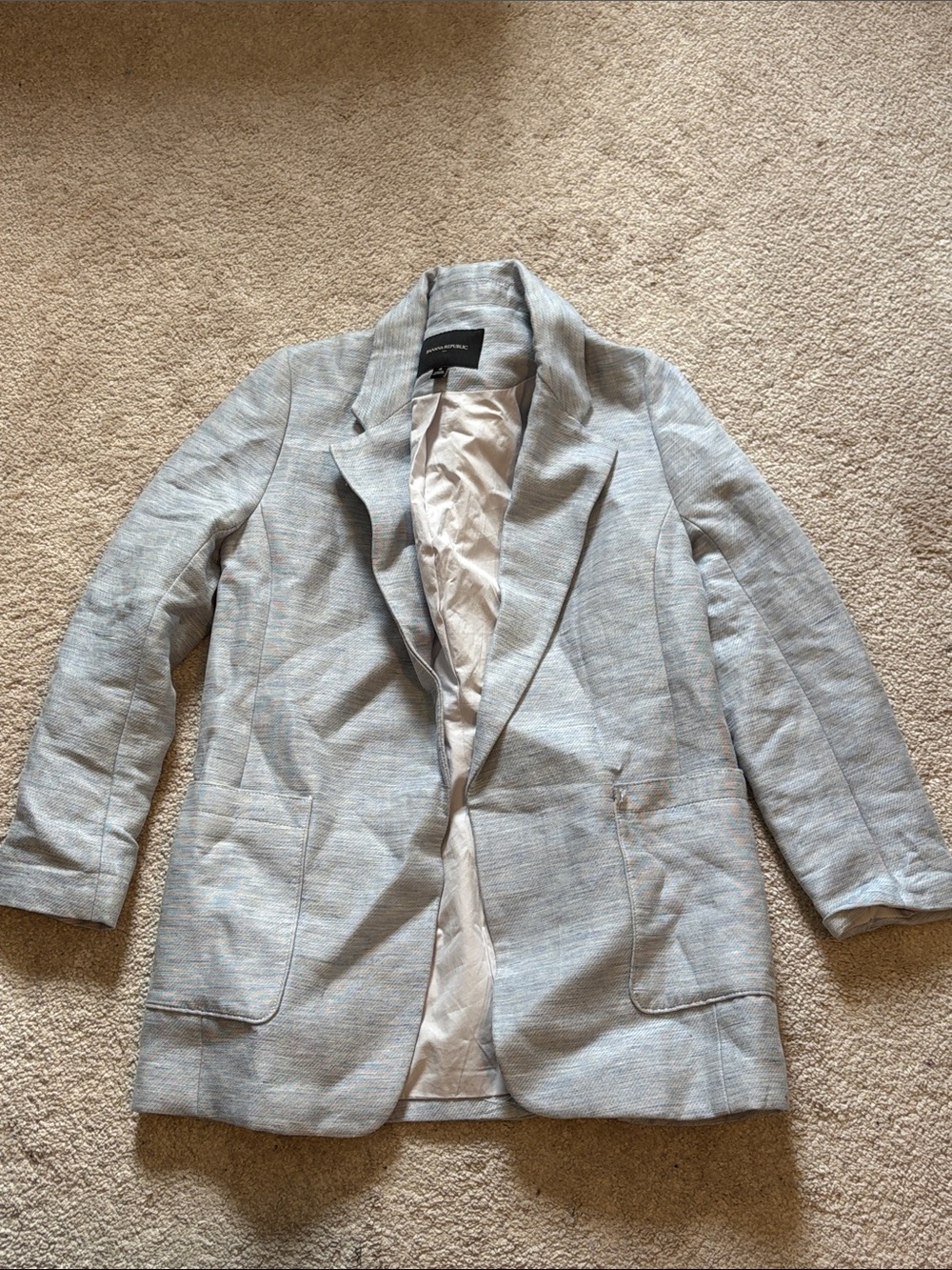 Banana Republic Light Gray Textured Blazer Jacket